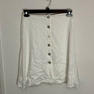 Shein White Skirt Button Down High Waisted Lined A-line Modest Preppy Size S